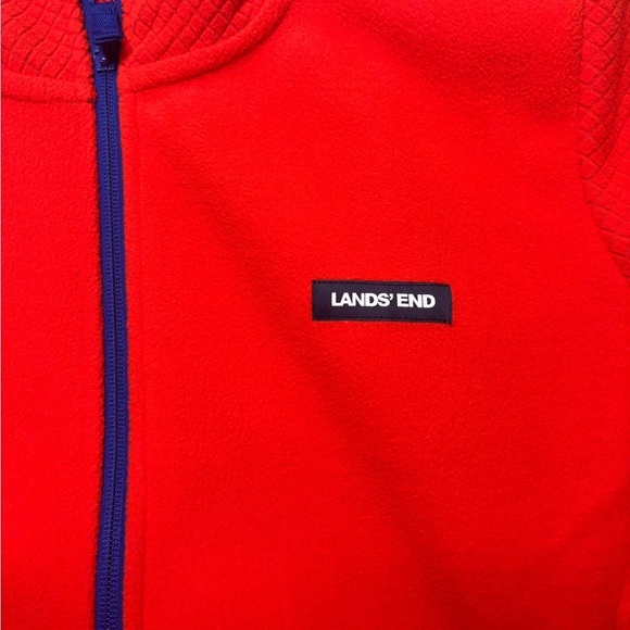 Lands’ End Women's Grid Fleece Full Zip Jacket Size Large (14-16) Orange - Picture 7 of 7
